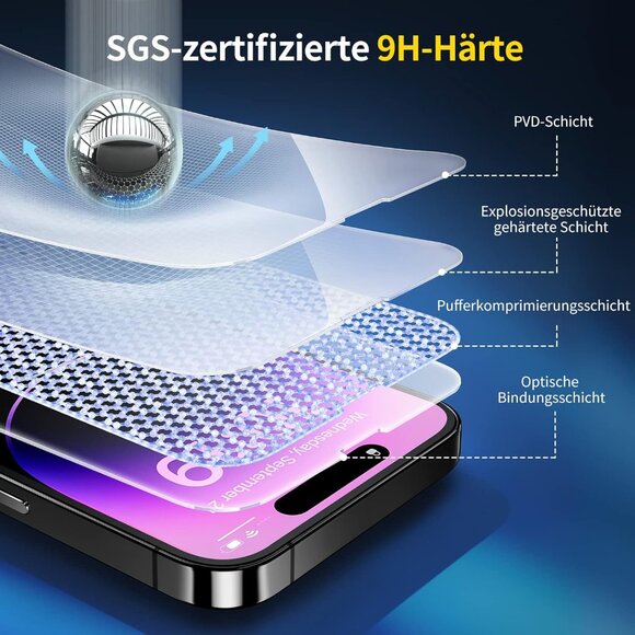 iPhone 14 Pro Max Screen Protectors 3 Pack Tempered Glass - Picture 7 of 10